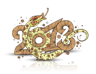 Year of the snake design 2013. Original Vector New Year card