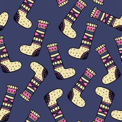 New year, winter and fun seamless pattern.