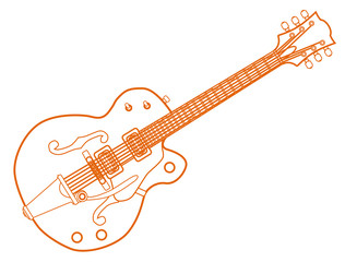 Obraz na płótnie Canvas Orange Line Drawing Country and Western Guitar