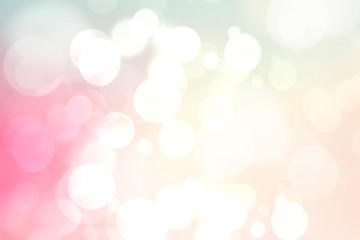 Obraz premium Abstract blurred vivid spring summer light delicate pastel pink bokeh background texture with bright soft color circles. Space for your text. Beautiful backdrop illustration.