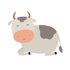 A funny cow is asleep. Vector illustration for your design