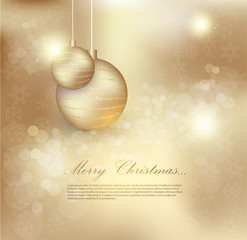 Elegant Christmas background with snowflakes gold light. Vector illustration