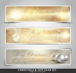 Elegant Christmas background with snowflakes gold light. Vector illustration