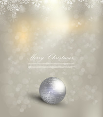 Elegant Christmas background with snowflakes gold light. Vector illustration