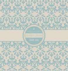 Seamless wallpaper pattern with label - Vector illustration