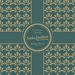 Seamless wallpaper pattern with label - Vector illustration