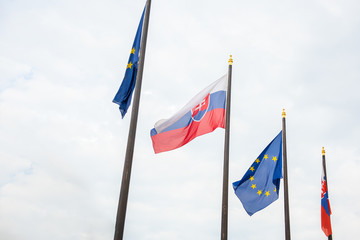 slovak and eu european union flags 