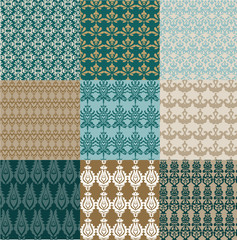 Seamless wallpaper pattern with label - Vector illustration