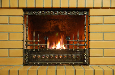 fire in the fireplace