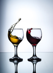 stream of wine being pouring into a glass closeup