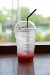 Strawberry juice on table