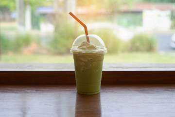 Green tea on table 