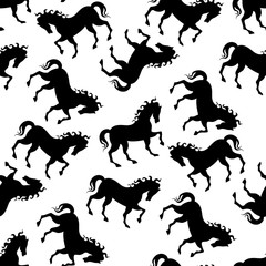 seamless horse black white pattern