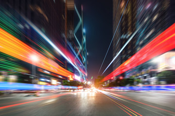 Fototapeta na wymiar abstract image of blur motion of cars on the city road at night