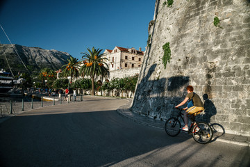 Korcula Old Town, Korcula Island in Dalmatian Coast of Croatia - obrazy, fototapety, plakaty