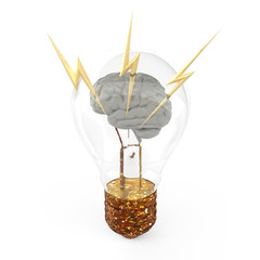 3d light bulb and brain