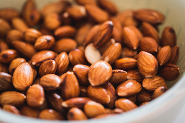 Raw Almonds Soaked in Water