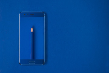 mobile phone on blue background