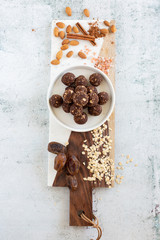 Leftover Almond Pulp Brownie Balls with Dates, Oats, and Cinnamon