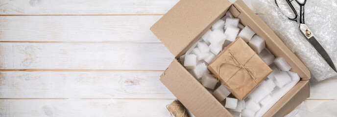 Packing products for delivery, shipping service. Delivery concept for private companies delivery...