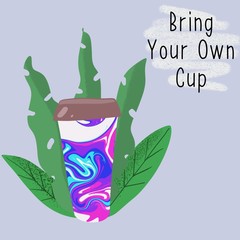 Reusable cup among leaves. - 262587289