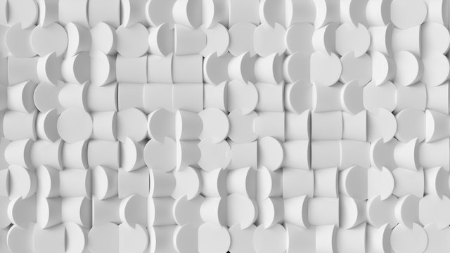 Abstract background white cylinders with dynamic 3d cylinders. 3d illustration, 3d rendering.