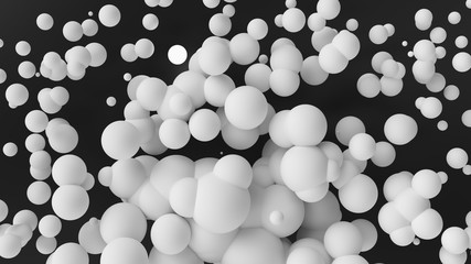 Abstract background white spheres with dynamic 3d spheres. 3d illustration, 3d rendering..