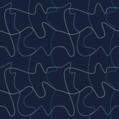 Seamless geometric pattern with continuous curved chains. Illustrated in red, black, cream and grey colours, suitable for gifts, fabric, scrapbooking, fashion and home decor.