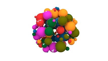 3D rendering of a variety of vitamins beads. 3D illustration isolated on white background. The idea of a healthy diet and healthy, environmentally friendly food. Abstraction.