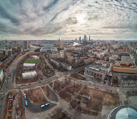An aerial photo taken with a drone shows Russian government headquarters in Moscow, Russia