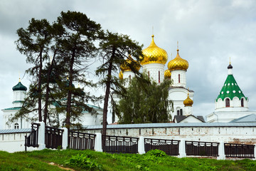 Fototapeta na wymiar Male Ipatievsky Monastery at cloudy day in Kostroma, Russia