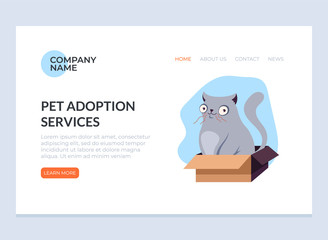 Pet adoption concept. Vector flat graphic design web page banner poster illustration