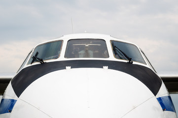Front view of the cockpit of a passenger plane, Zhukovsky.