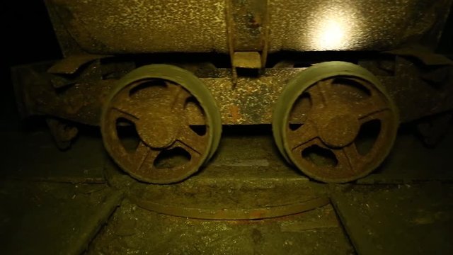 Mine carriage loaded with blocks of salt in the Salt Mine.