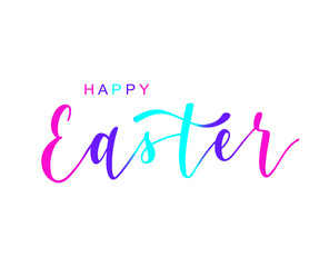 Fototapeta na wymiar Hand sketched Happy Easter typography lettering poster. Modern calligraphy. Colorful sign isolated on white background. Vector illustration.