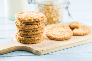 Fototapeta na wymiar Crispy oatmeal cookies.
