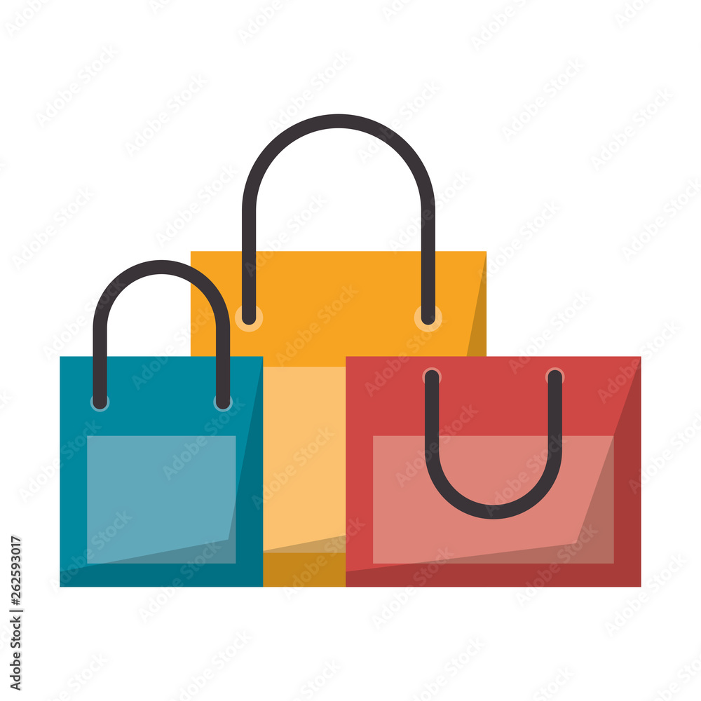 Poster shopping bags in different colors isolated