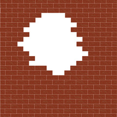 Broken brick wall. Hole in the wall. Vector illustration.