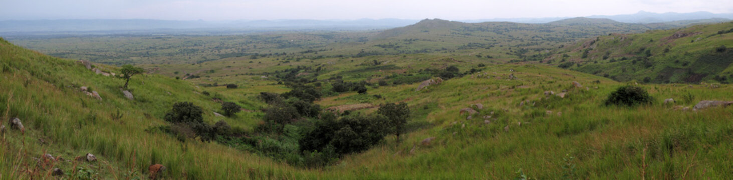 Landschaft bei Bunia, Provinz Ituri, DR Kongo; Panorama