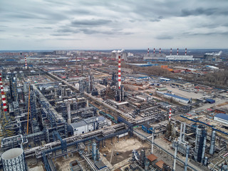 Close up of Moscow oil refinery in Kapotnya district with heat haze optical effect