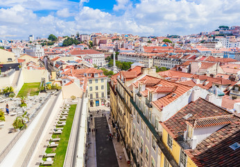 Fototapeta na wymiar Aurea street, views from the Santa Justa Lift, Lisbon, Portugal