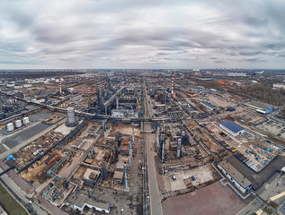 Fototapeta premium Close up of Moscow oil refinery in Kapotnya district with heat haze optical effect