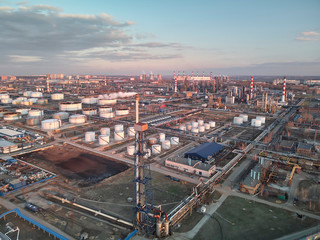 Close up of Moscow oil refinery in Kapotnya district with heat haze optical effect