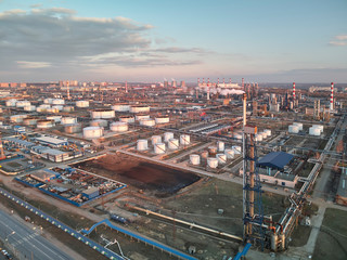 Close up of Moscow oil refinery in Kapotnya district with heat haze optical effect