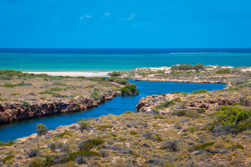 Fototapeta na wymiar Yardie Creek leading into the Indian Ocean at Cape Range National Park Australia