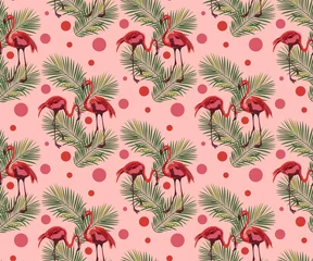 Zelfklevend Fotobehang Vector flamingo pattern. Ethnic seamless pattern ornament. Vector pattern.  © Artmirei