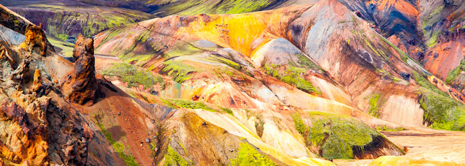 Landmannalaugar rainbow mountains in Fjallabak Nature Reserve, Iceland.