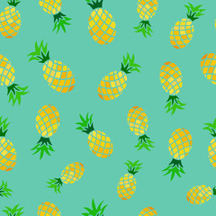 summer seamless pattern with pineapples