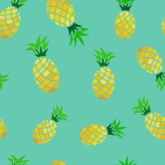 Cute summer seamless pattern with pineapples
