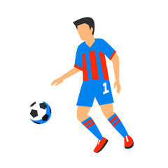 Abstract football player in blue with ball. Soccer player Isolated on a white background. football world cup. Football player in Russia. Fool color illustration in flat style